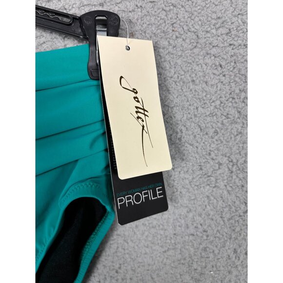 Gottex High Waisted Ruched Swimsuit Bikini Bottom Green Size 6 New With Tag's. - Picture 5 of 8